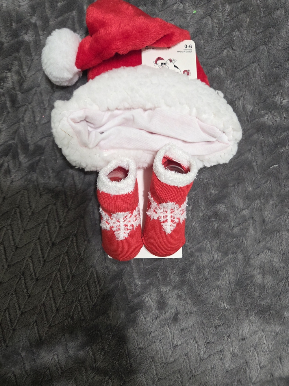 Infant Red Santa Hat and Snowflake Sock Set - Cozy Holiday Knit